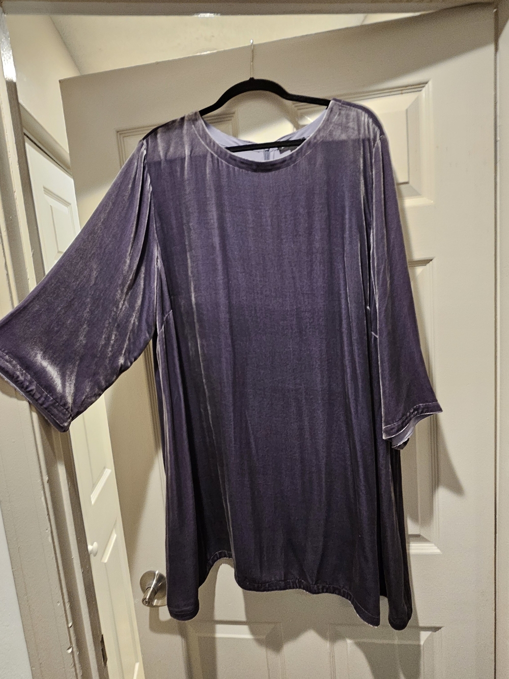Eileen Fisher Deep Purple Asymmetrical Velvet Tunic - Picture 2 of 3